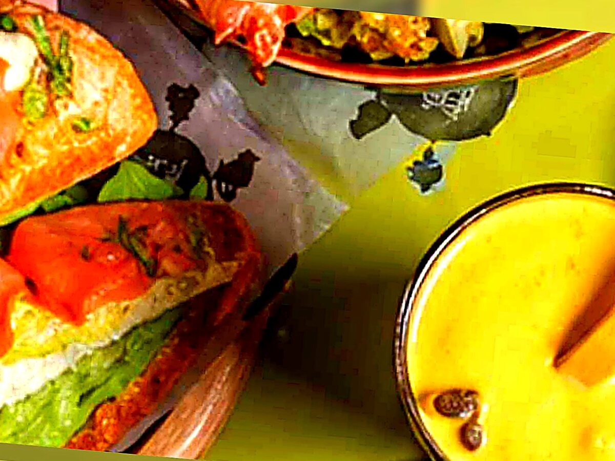 Tartine gourmande saumon et jus frais